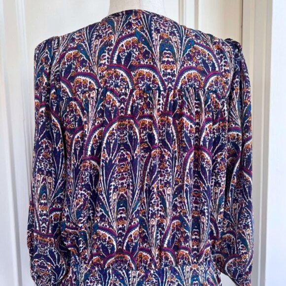 OLIVACEOUS Paisley Tassel Drawstring Dress with Ruffle Hem Size M - Picture 8 of 14